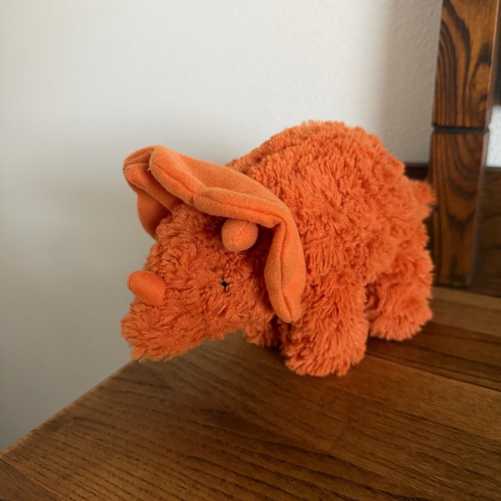 Orange Plush Triceratops Toy with Soft Fur